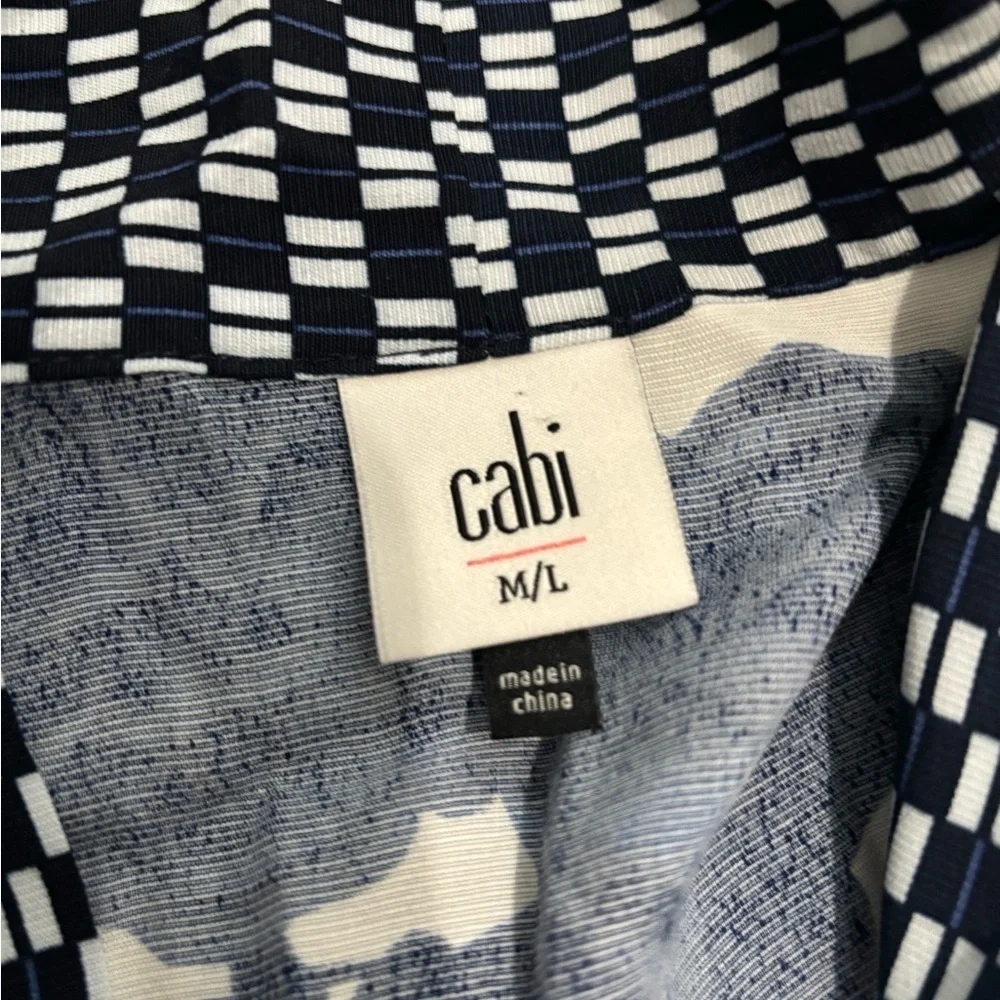 CAbi | #5661 Blue & White Floral Kimono Open Front Jacket - Size: M/L
